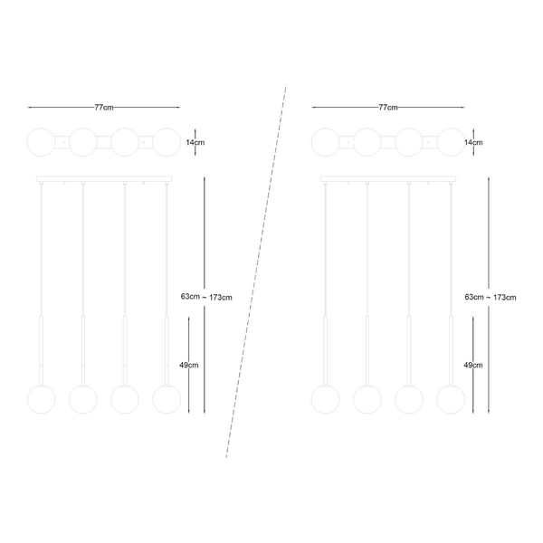 Loftowa Lampa zwisająca Arcturus P0574-04D-SDFZ czarna dymiona złota