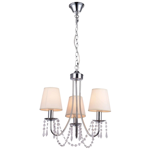 Lampa wisząca RUTI 33-58713 abażurowa na łańcuchu kryształki chrom beżowy