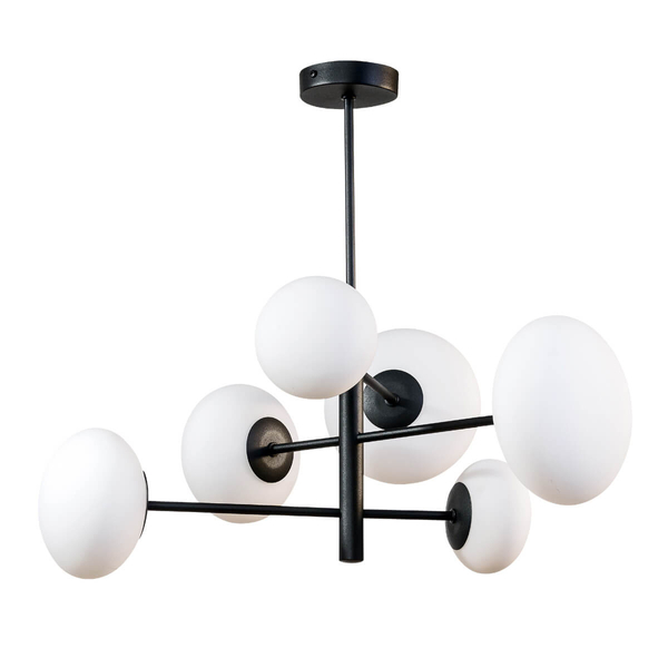 Wisząca lampa szklana Omi 1196 Zumaline molekułowa biała czarna