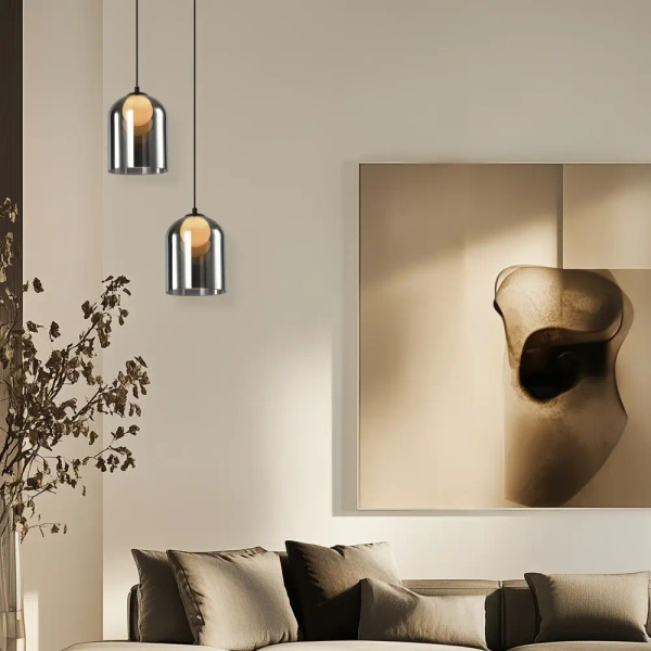 Szklana wisząca lampa Klea 31-38340 szklana na korytarz grafitowa