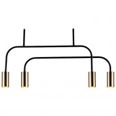 Okrągła lampa sufitowa VAI 0287 metalowa tuby loftowe hygge czarne złote