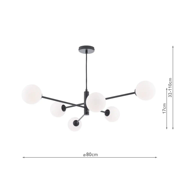 Wisząca okrągła lampa Vignette VIG0622-02 do jadalni kule białe czarne