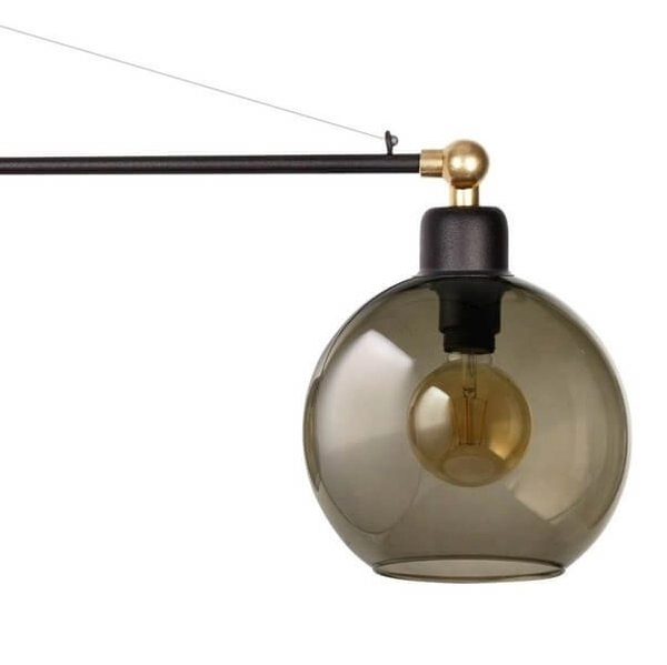 Kinkiet LAMPA ścienna CRANE 9374 Nowodvorski industrialna OPRAWA na wysięgniku szklana kula ball loft przydymiona