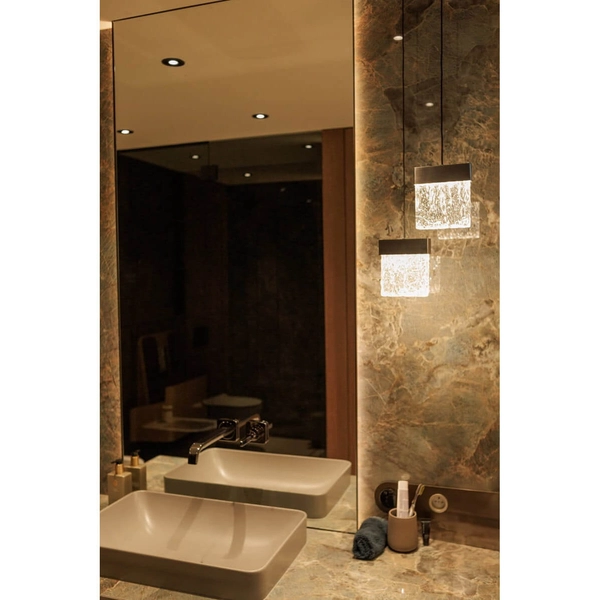 Zwieszana lampa salonowa VETRO P0574D Maxlight LED 4,5W 3000K glamour czarny przezroczysty