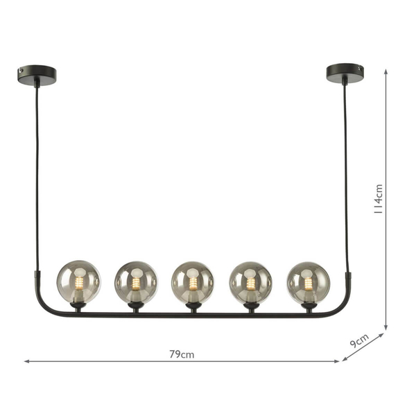 Wisząca lampa molekułowa Cradle CRA0522-01 czarny przydymiony