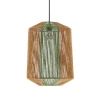 Skandynawska wisząca lampa SONVERA LE45347 do sypialni drewno-zieleń