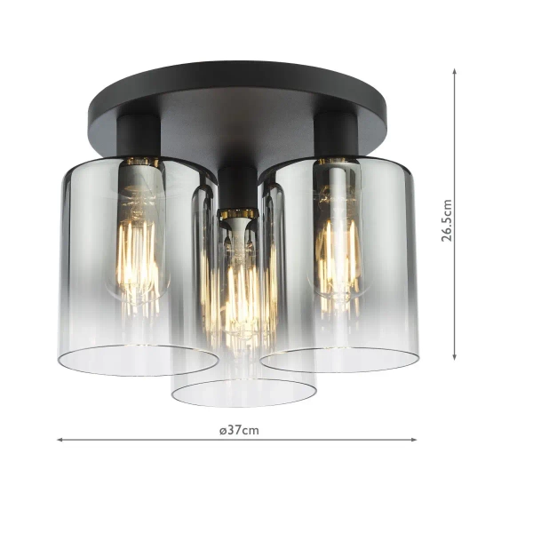 Industrialna sufitowa lampa Savannah SAV5322 szklane tubki czarne