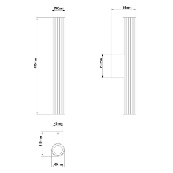 Lampa ścienna salonowa Linea LP-0510/1W-45 BK LED 8W 3000-6000K IP44 czarna