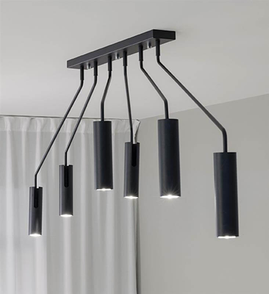 Lampa sufitowa 6-punktowa Ramus na wysięgnikach czarna