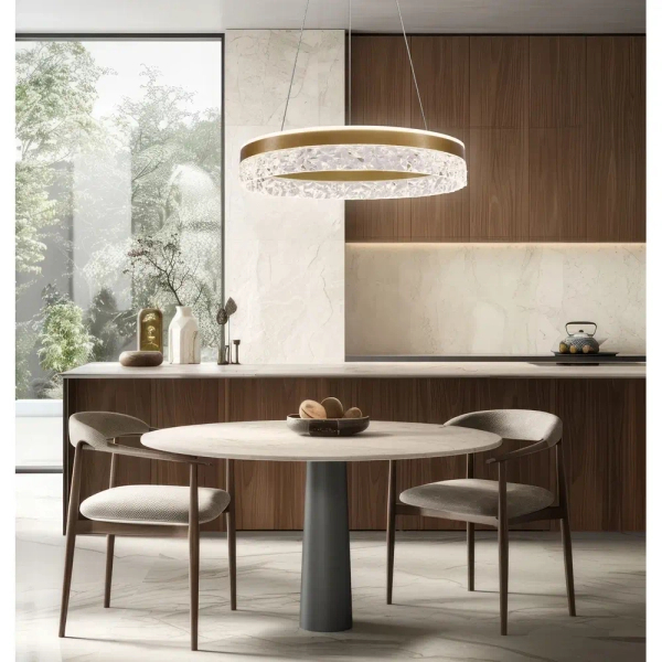 Nowoczesna lampa wisząca Frozi 31-35554 LED 32W 3000K pierścień złoty