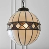 Kulista lampa wisząca Fargo 67044 Interiors Tiffany nad stół witraż beżowa czarna