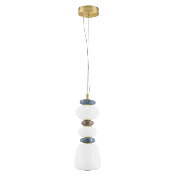 Porcelanowa lampa wisząca FELANZO LE45240 biała złota niebieska