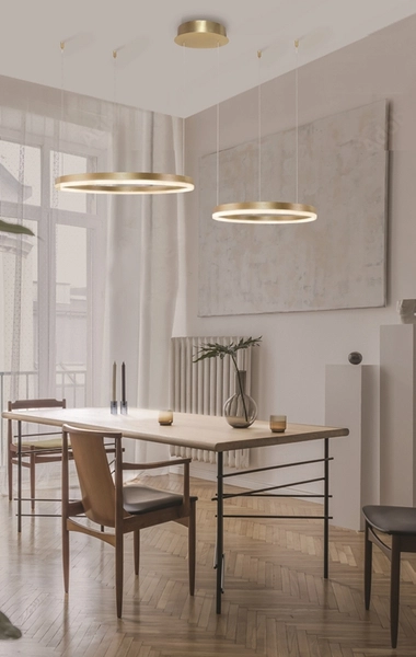 Lampa wisząca pierścieniowa z pilotem Halo AZ4979 80+60 LED 90W ringi złote