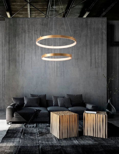 Nowoczesna lampa wisząca Nueve do sypialni LED 67W 3000K złota