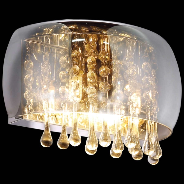 Ścienna LAMPA glamour KALLA 15809W Globo szklana OPRAWA kinkiet z kryształkami przezroczysty przydymiony chromowany