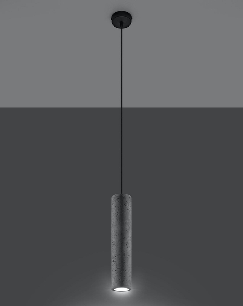 Wisząca LAMPA betonowa SL.0653 okrągła OPRAWA tuba zwis szary czarny