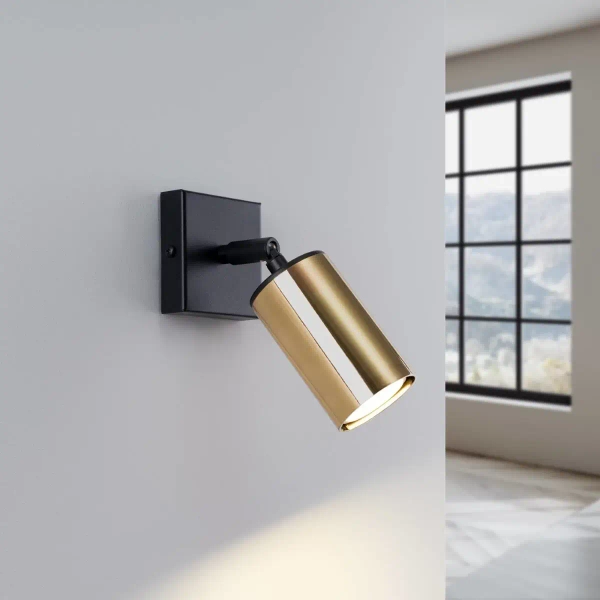 Salonowy kinkiet ścienny Winx SL.1382 Sollux rurka czarny złoty