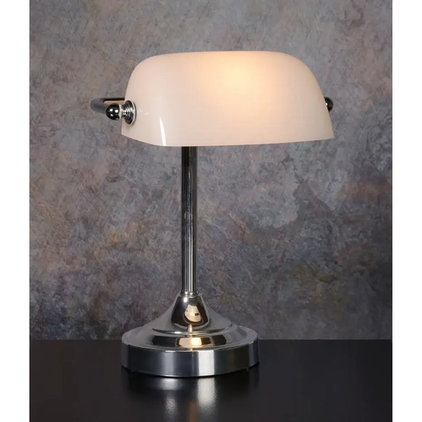 Stołowa lampka z regulacją BANKER 17504/01/11 Lucide szklana chrom biały