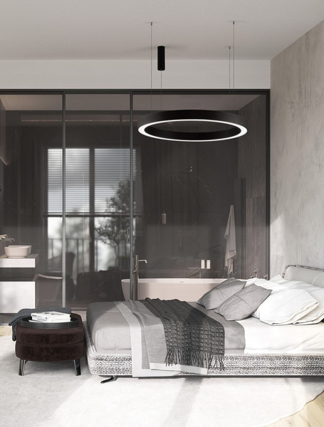 Biurowa lampa wisząca SONORA LE42814 pierścień LED 80W 2700-4000K czarny