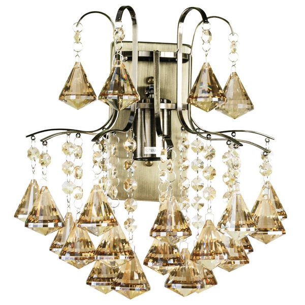 Glamour LAMPA ścienna Monte Carlo 6246/1 21QG Elem szklana OPRAWA z kryształkami kinkiet crystals mosiądz bursztynowy