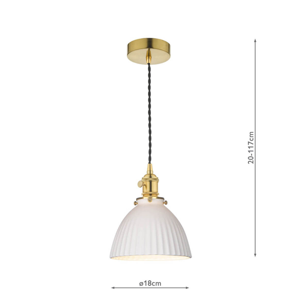 Ceramiczna lampa wisząca Hadano HAD0140-09 mosiądz biały