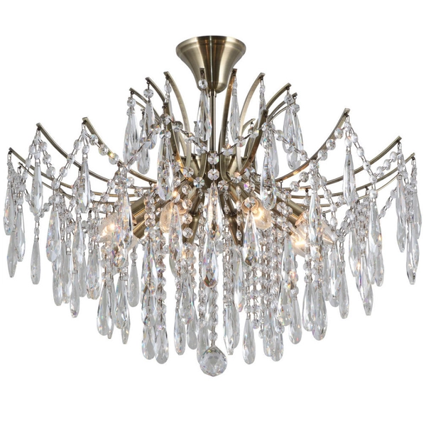 Sufitowa LAMPA glamour MALLOLA PND-56808-8 Italux kryształowa OPRAWA pałacowa kryształki crystals brąz antyczny