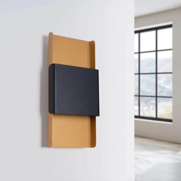 Prostokątny kinkiet ścienny Durlin SL.1354 Sollux metalowy złoty czarny