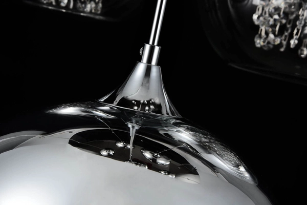 Glamour LAMPA wisząca FERMI P140-PL-170-5-N Maytoni okrągła OPRAWA szklany ZWIS kaskada kryształki chrom przezroczyste