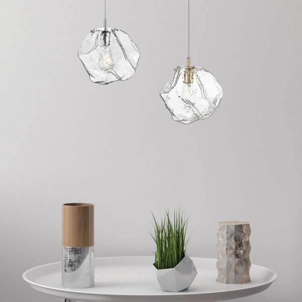 Szklana lampa wisząca kamień ROCK P0488-01A-F4AC chrom przezroczysty