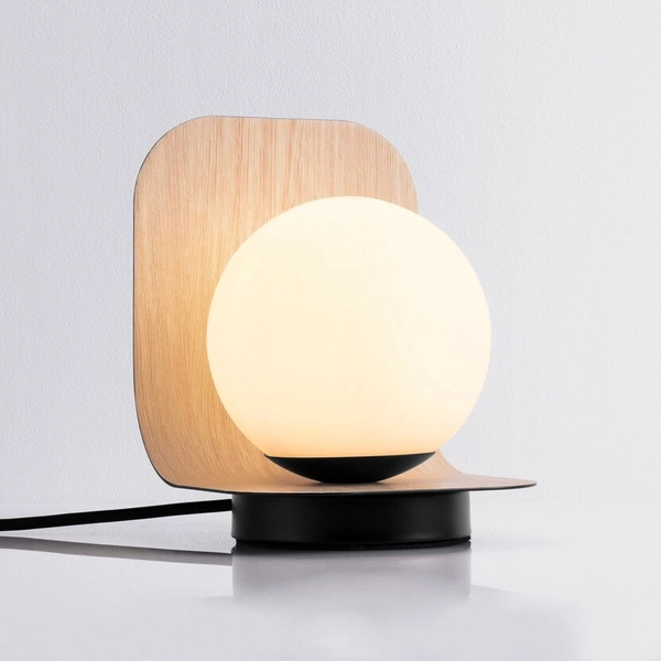 Lampka na biurko HERAS LE44296 bubble ball drewniana czarna