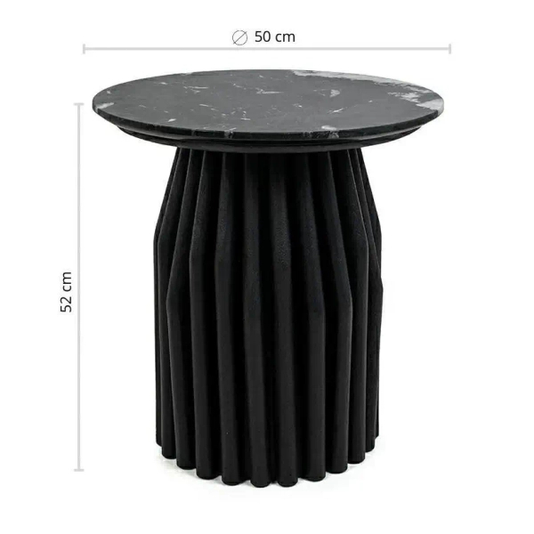Drewniany stolik kawowy LEVANTE MM001501100336 czarny dekor marmuru 50cm
