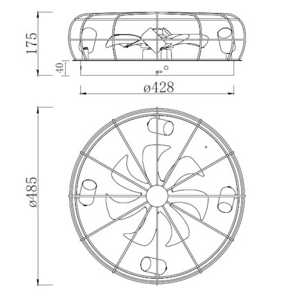 Plafon z wentylatorem VULKOR DL032-61105 RL Light loft druciak drewniany czarny