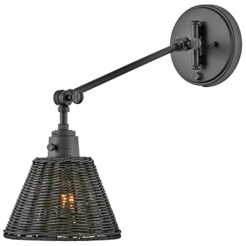 Naturalny kinkiet Arti HK-ARTI-1W-BK-BR rattan czarny mosiądz