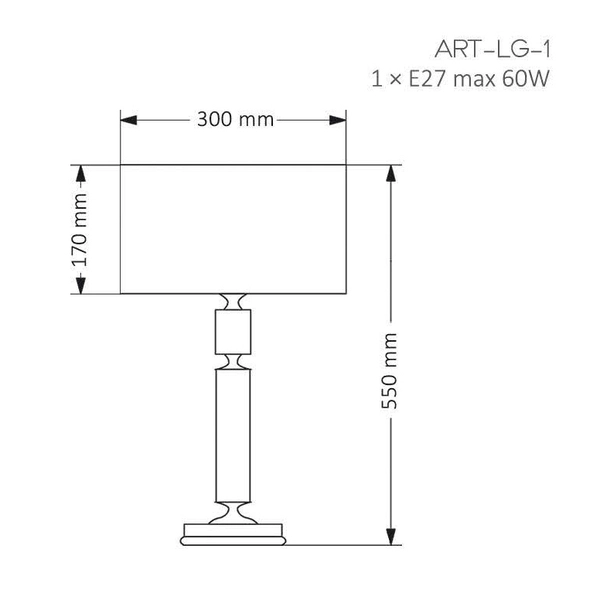 Gabinetowa lampa stołowa Artu ART-LG-1 (N) z abażurem biała nikiel