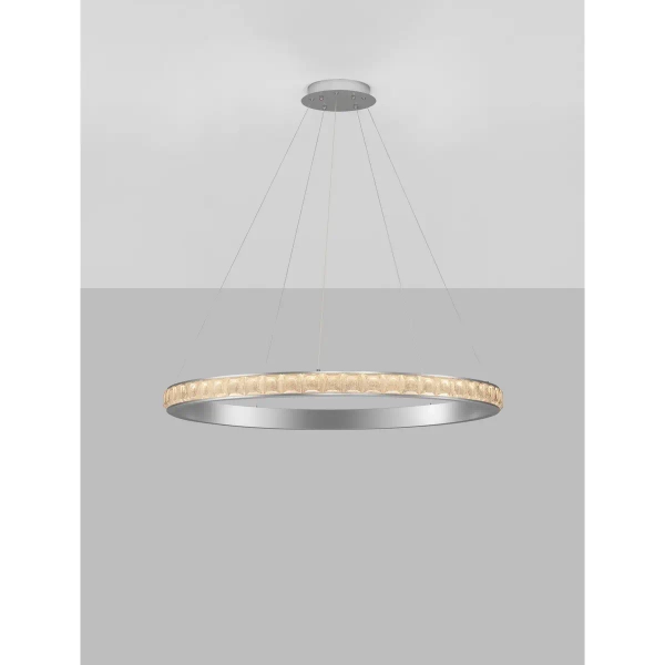 Pierścieniowa lampa wisząca MONTALO LE45404 LED 60W 3000K kryształy srebrne