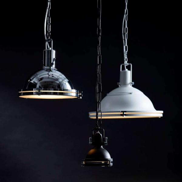Wisząca LAMPA industrialna NAUTILIUS L 10266101 Kaspa metalowa OPRAWA na łańcuchu ZWIS okrągły biały