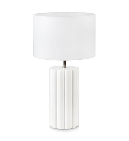 Ceramiczna lampa stołowa Column okrągła abażurowa biała