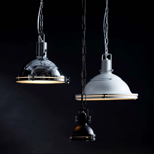 Wisząca LAMPA industrialna NAUTILIUS L 10266101 Kaspa metalowa OPRAWA na łańcuchu ZWIS okrągły biały