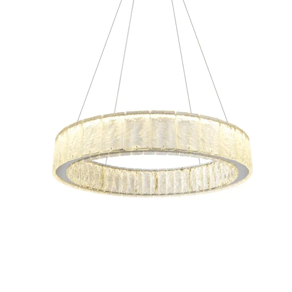 Szklana lampa wisząca SAVOY P0695 nikiel LED 30W 3000K okrągła