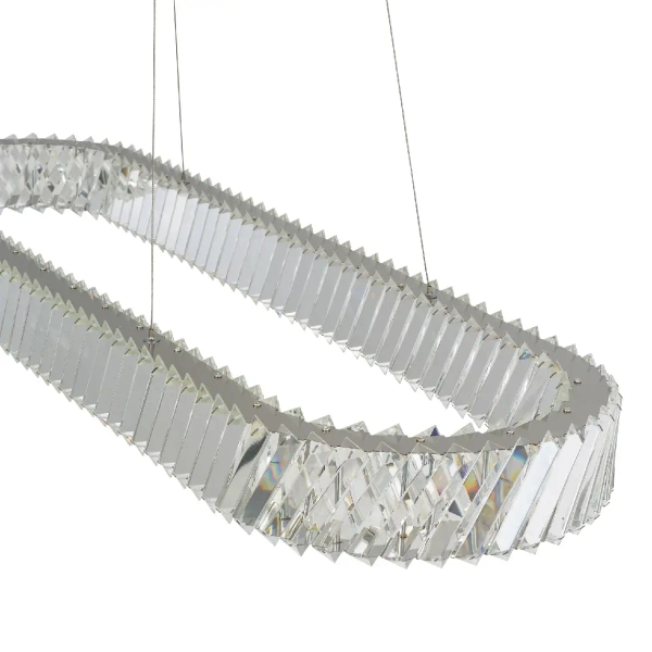 Owalna lampa wisząca LUXORA 11707 LED 40W 3000K kryształowa nikiel