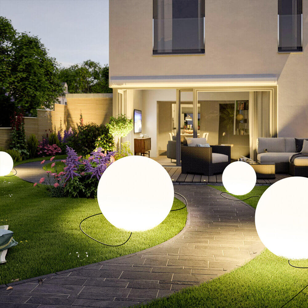 Kulista lampa ogrodowa fi 50 Ball ES-B050 okrągła z wtyczką IP65 biała