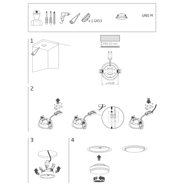 Lampa do kuchni oczko Uno 10842 Nowodvorski podtynkowa okrągła biała