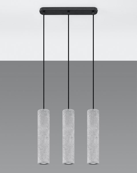 Wisząca LAMPA betonowa SL.0655 loftowa OPRAWA tuby ZWIS na listwie szary czarny