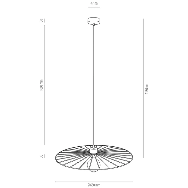 Loftowa lampa wisząca ANTONELLA 189419104 druciana kapelusz czarny drewno