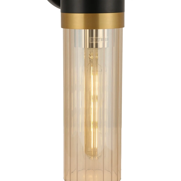 Ścienny kinkiet Malika WL0123-1 Yaskr szklana tuba miodowy czarny złoty