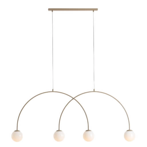 Szklana lampa wisząca Una 1116L17_L kulista łuk wielopunktowa metal beżowa