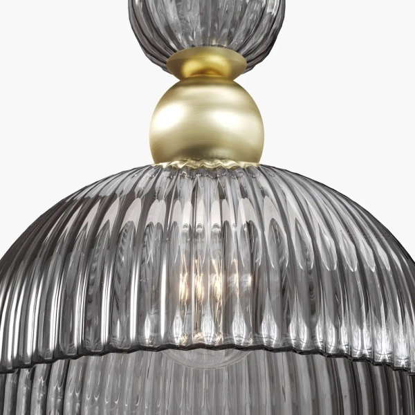 Wisząca lampa szklana Antic MOD302PL-01GR1 kopułowa szara mosiądz