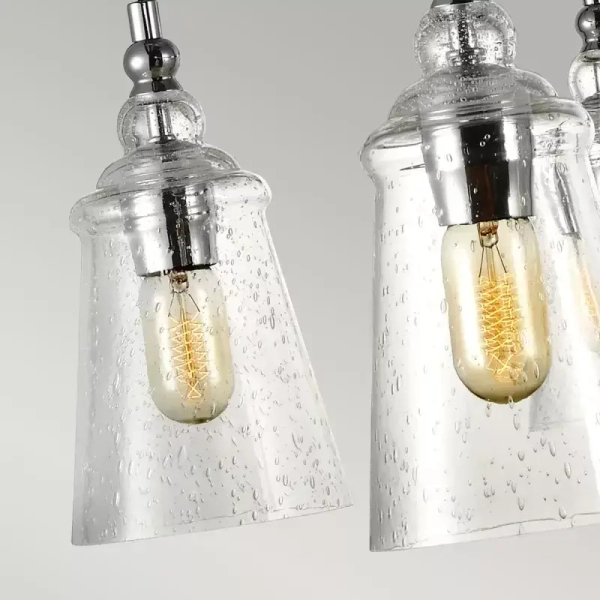 Wisząca lampa z łańcuchem LORAS QN-LORAS6 szklana przezroczysta chrom