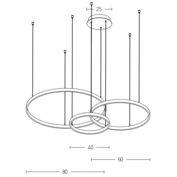 Potrójna ringowa lampa 1956 LED 126W 3000K obręcze do przedpokoju złoty