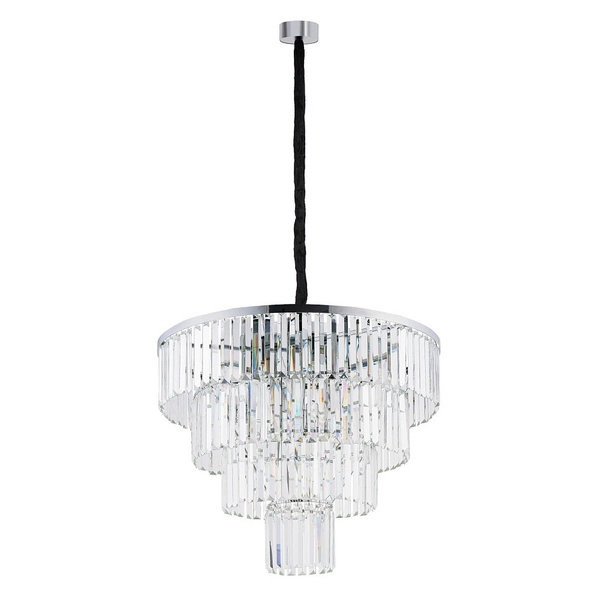 Pałacowa lampa wisząca Cristal 7615 salonowa przezroczysta czarna